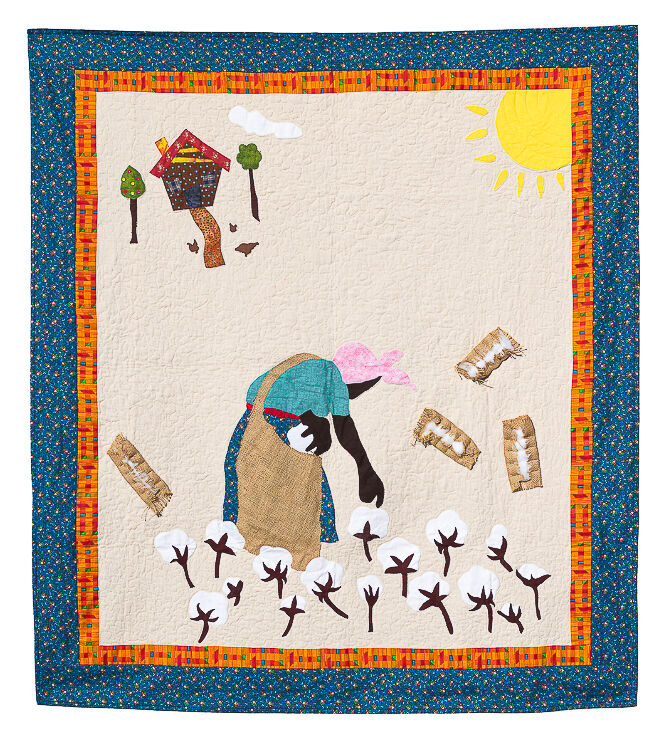 Pick a Bale of Cotton by Lillie Singleton 59 1/2”x 53” Art Quilt